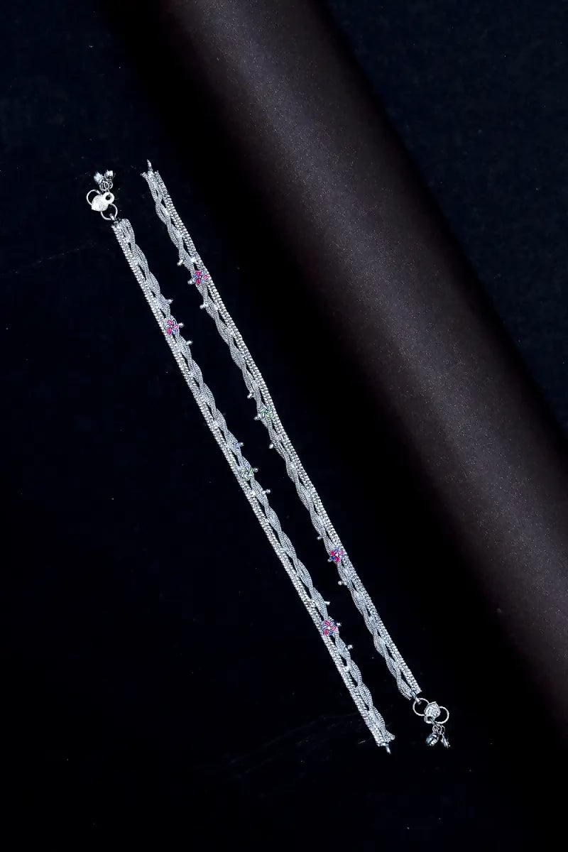 Pretty Silver Charm Anklets for Women(Silver,10 Inch,1)