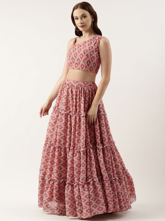 Bollywood Vogue Ready To Wear Multicolored Georgette Digital Printed Lehenga