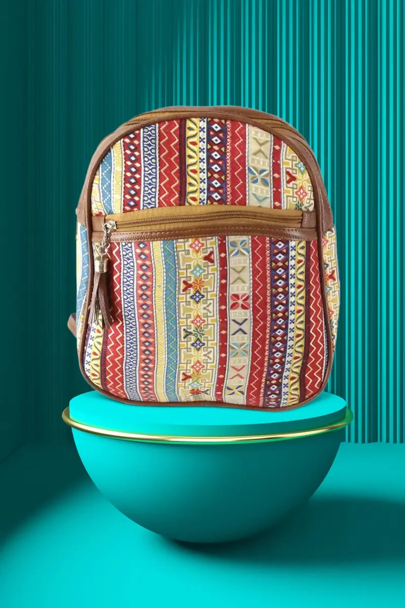 Printed Casual Shoulder Backpack for Girls - Red