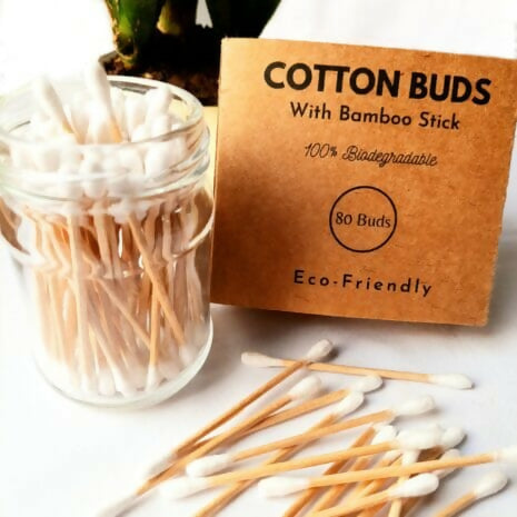 The Earth Trading Bamboo Cotton Ear Buds with Bamboo Stick