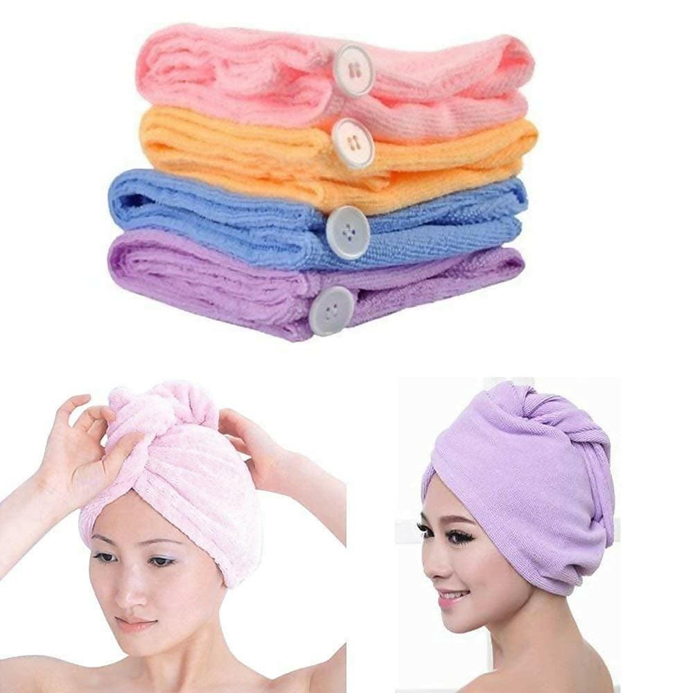 Women's Microfiber Hair Drying Shower Cap Towel (Single Piece) - HalfPe