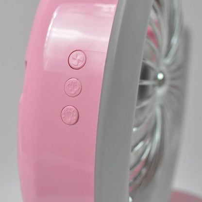 Portable Desktop Camping Fan with LED Light & Humidifier – Plug & Play