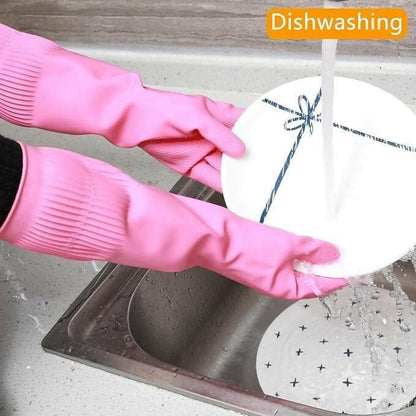 Eopzo Rubber Cleaning Gloves Kitchen Dishwashing Glove Waterproof Reuseable (1 Pair) - HalfPe