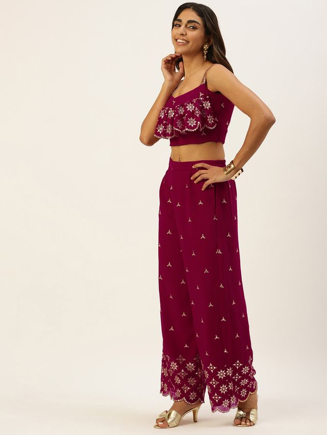 Bollywood Vogue Ready To Wear Pink Embroidered Co Ords Set