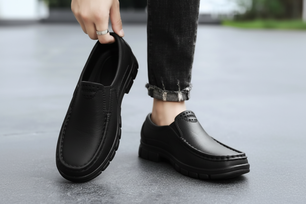 Men's Everyday Wear Comfortable Genuine Soft Sole Slip-On Shoes ACHSA