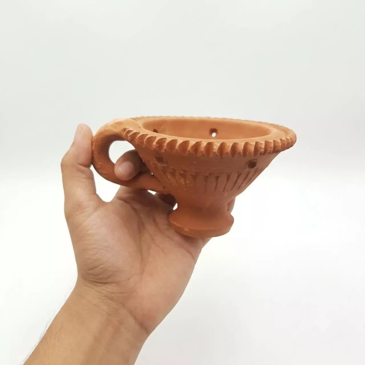 Santarms Handcrafted Terracotta Luban Burner – Earthenware Incense & Dhoop Holder, Brown