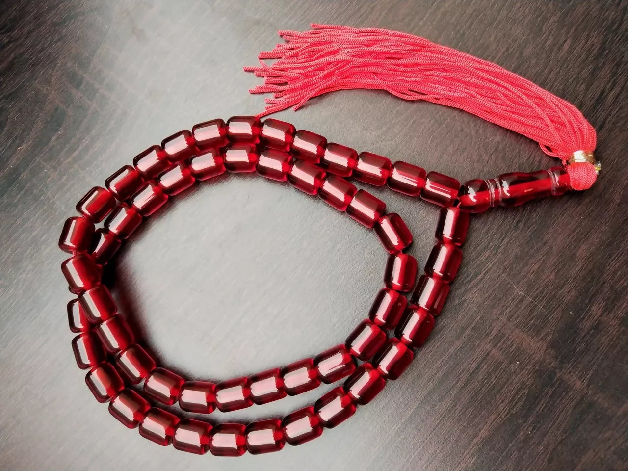 Red Kerwa Mala – Traditional Red Beaded Necklace for Prayer, Meditation & Daily Wear