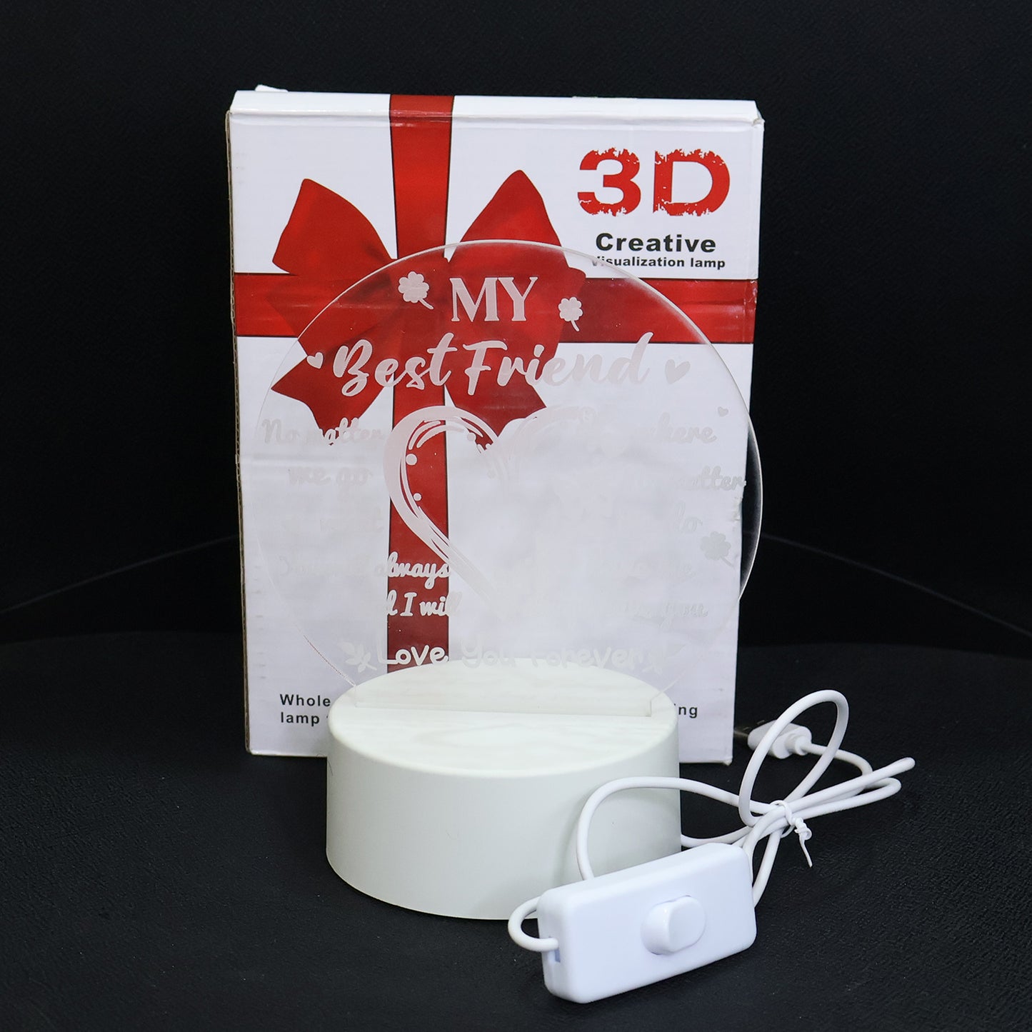 3d Illusio Led Night Lampn With Heart And Best Friend Design