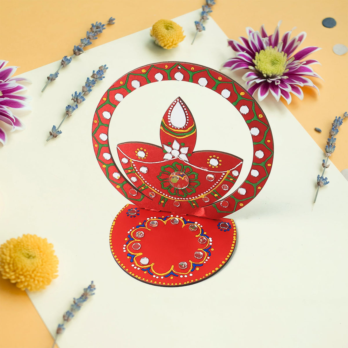 Handcrafted Wooden Decorative Diya Stand (1 Pc) HP DD