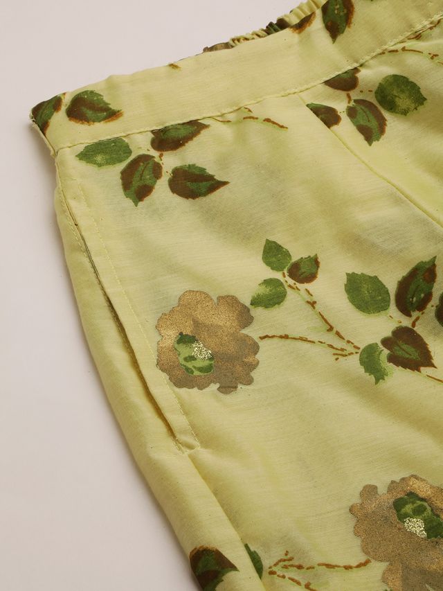 Bollywood Vogue Ready To Wear Yellow Foil Printed Co Ords Set