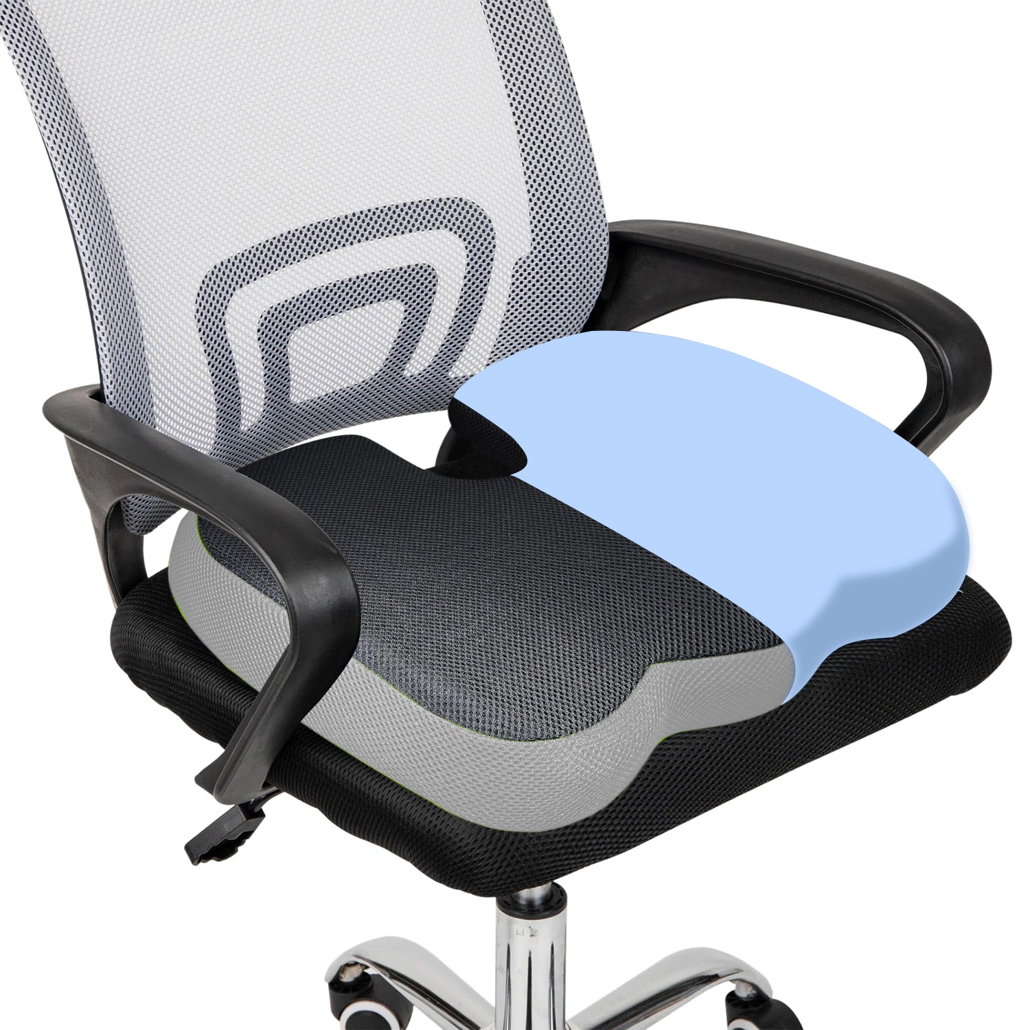 Sleepsia Orthopedic Coccyx U-Shape Seat Cushion Pillow for Tailbone Pain Relief (Black/Grey)