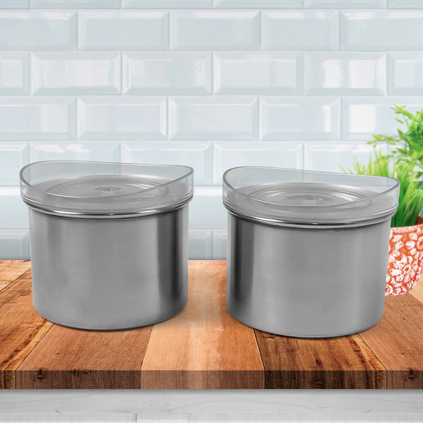 Multipurpose Stainless Steel Airtight Containers With See Through Lid (2 Pc / 500 Ml)