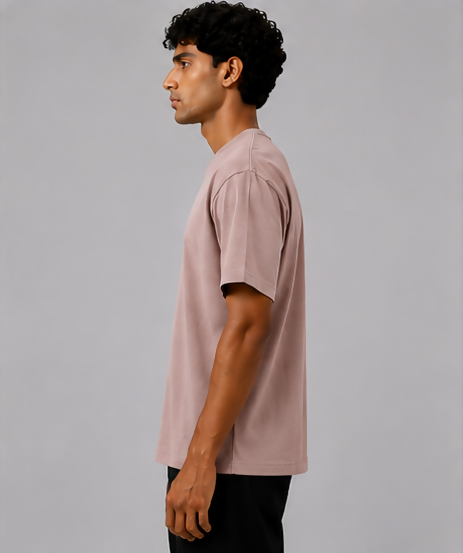 HUSTLE Men's Crew Neck Oversized T-Shirt – Dusty Pink