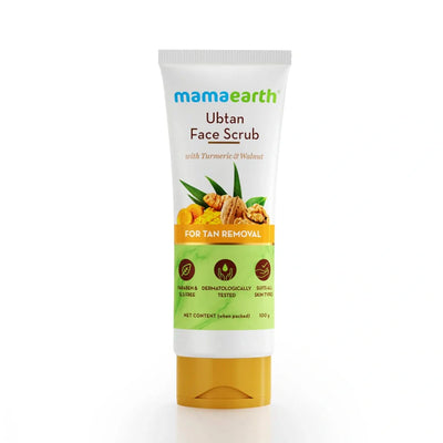 Mamaearth Ubtan Scrub For Face with Turmeric & Walnut for Tan Removal (100g)