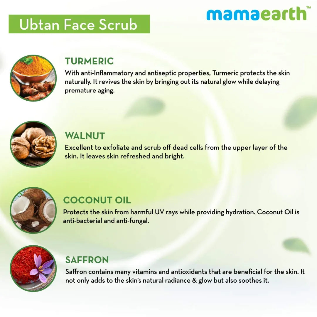 Mamaearth Ubtan Scrub For Face with Turmeric & Walnut for Tan Removal (100g)