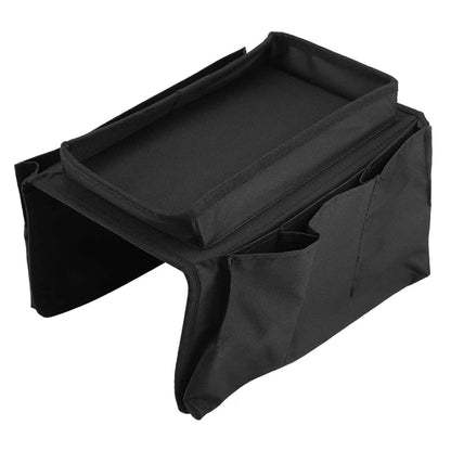 Black Sofa Armrest Hanging Storage Bag – Ideal for Magazines, iPad & Books