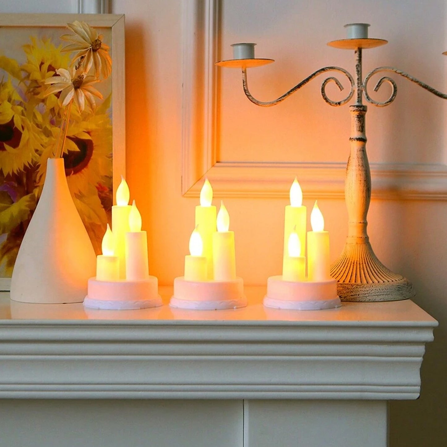 LED Taper Candles, Realistic Battery Operated Flickering Flameless Candles in Warm White Electric  Candles (1 PC)