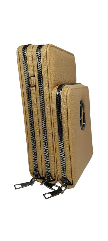 Buddy Cares: Women's Leather Sling Bag  Timeless & Stylish – Light Brown – view 4 – Buddy Cares