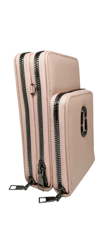 Buddy Cares: Women's Leather Sling Bag  Timeless & Stylish – Pink – view 3 – Buddy Cares