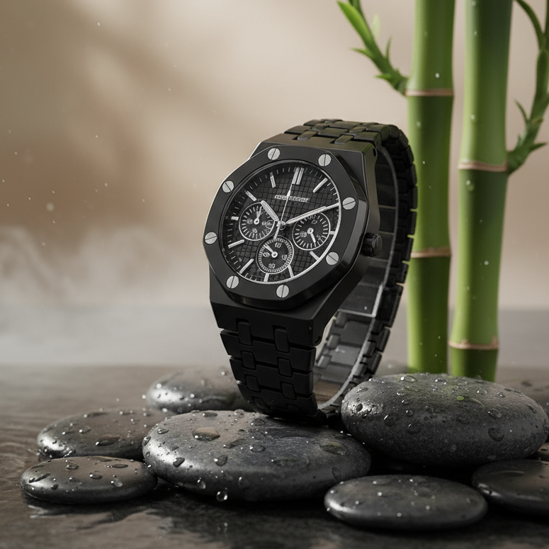 Men’s Classic Black Analog Wrist Watch | Sleek Stainless Steel Design