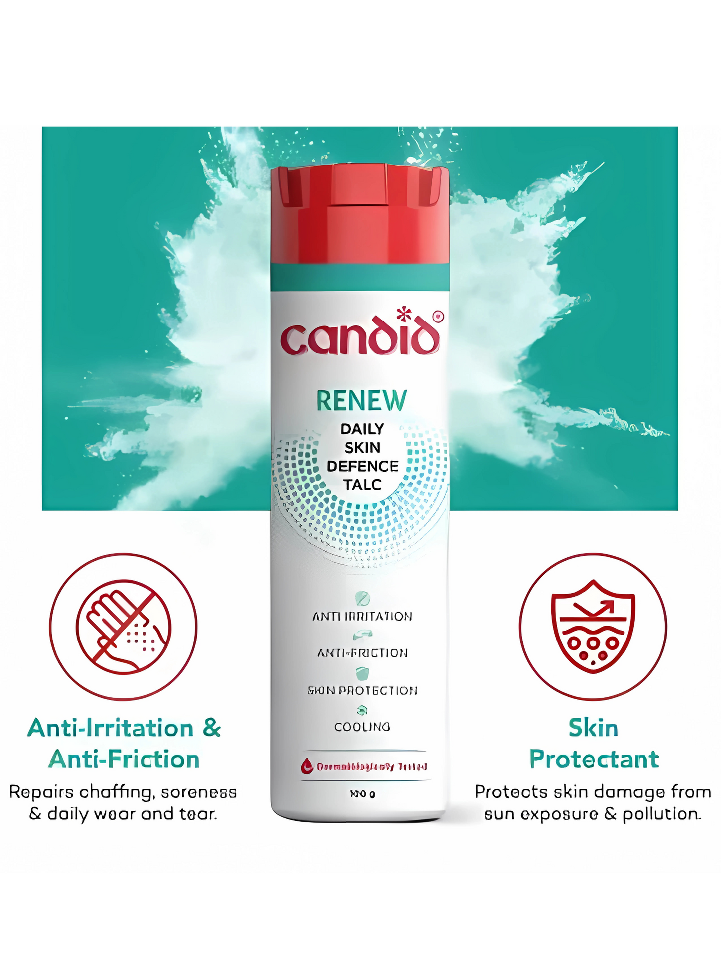 Candid Renew Daily Calamine Talcum Powder | Dermatologically Tested (100g)