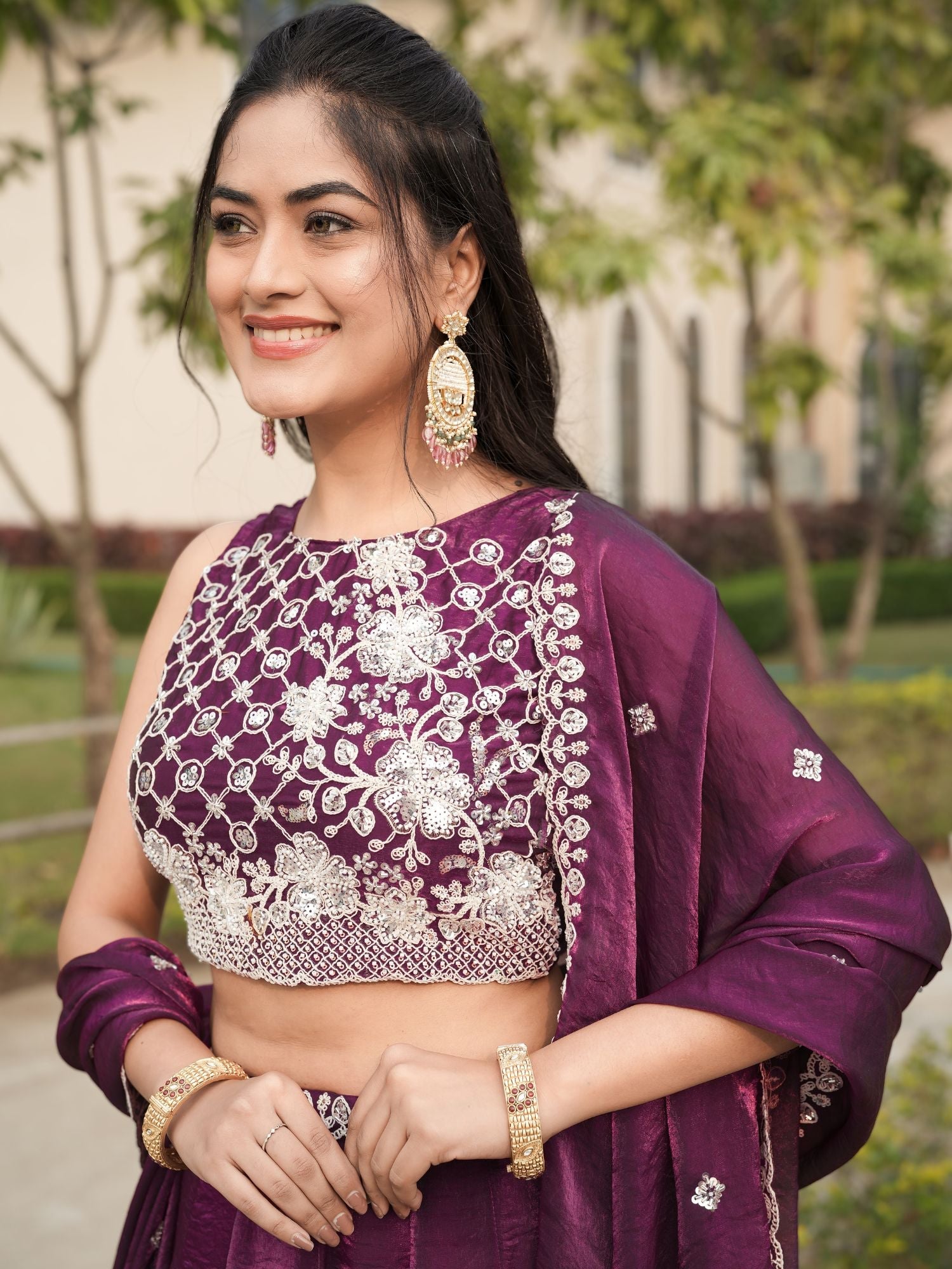 Fendy Silk  Beads Work Lehenga Choli Set