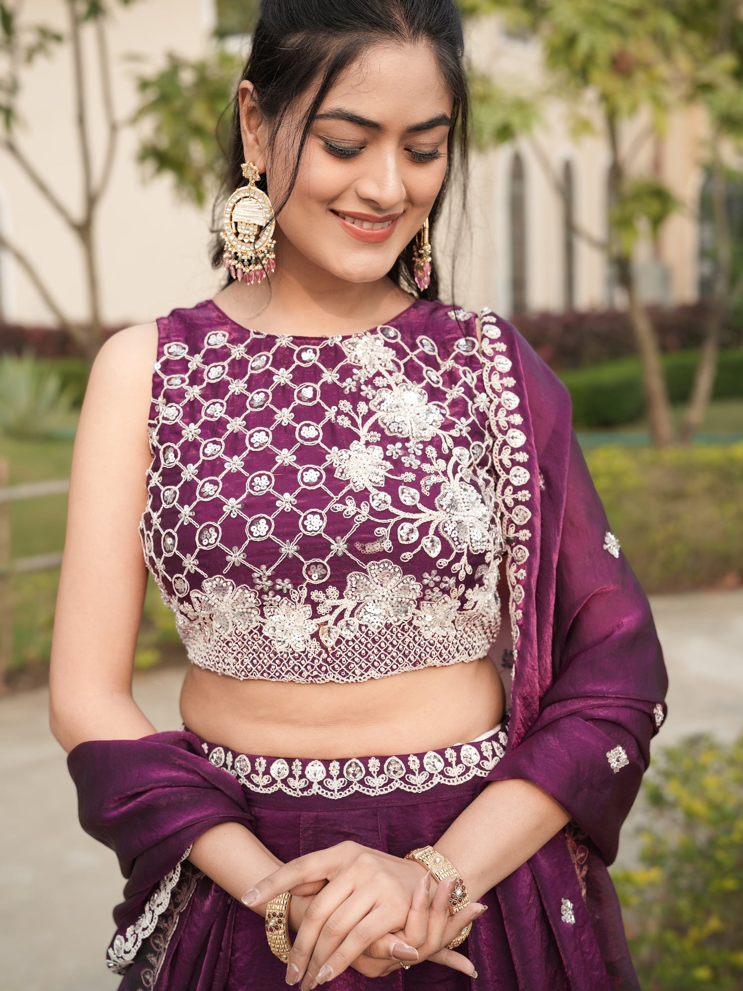Fendy Silk  Beads Work Lehenga Choli Set