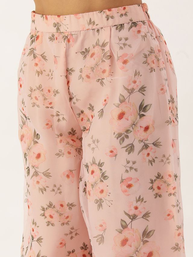 Bollywood Vogue Ready To Wear Pink Jacquard Kurti With Printed Pant N Dupatta