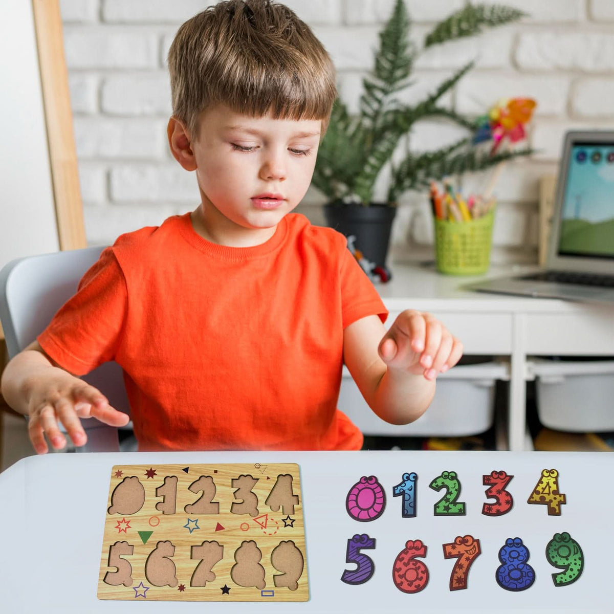 Wooden Number Puzzle Learning Educational Board (1 Set  2820 Cm) HP DD