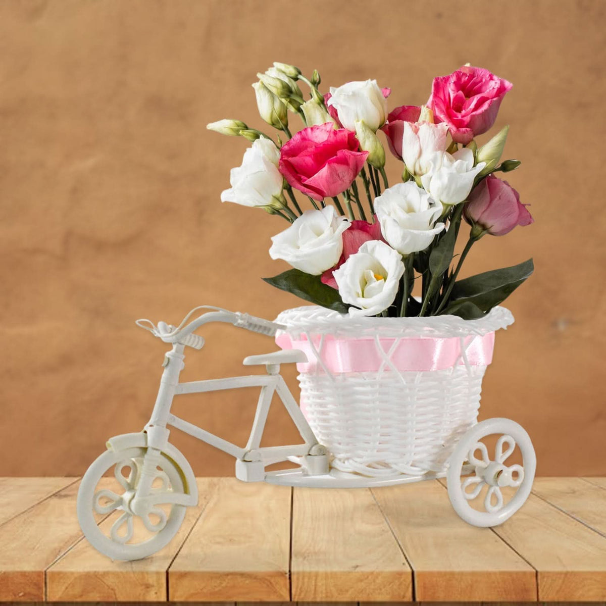 Plastic Cycle Flower Vases For Home Decor Bicycle Flower Pot Stand (1 Pc) HP DD