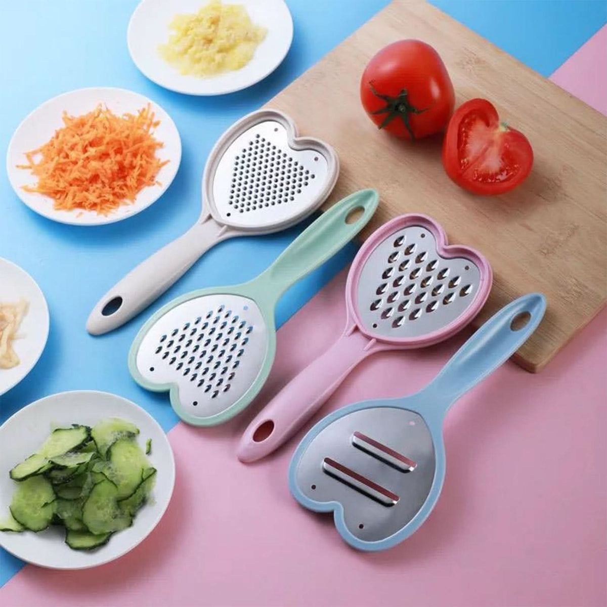 Heart Shaped Grater & Slicer Set Perfect for Fruits & Veggies HP DD