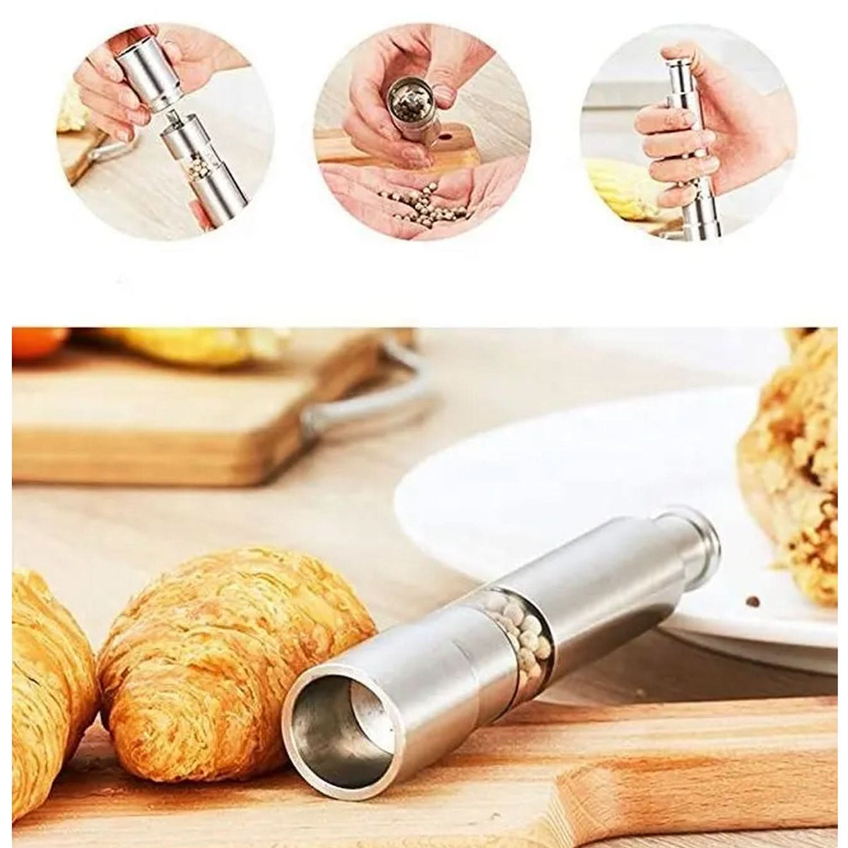 Stainless Steel Thumb Presser Salt And Pepper Grinder (1 Pc) HP DD