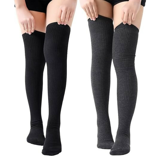 Cozy Woolen Thigh High Socks for Women Knitted Thermal Winter Knee-High Stockings Warm Long Leg Warmers & Boot Socks for Girls