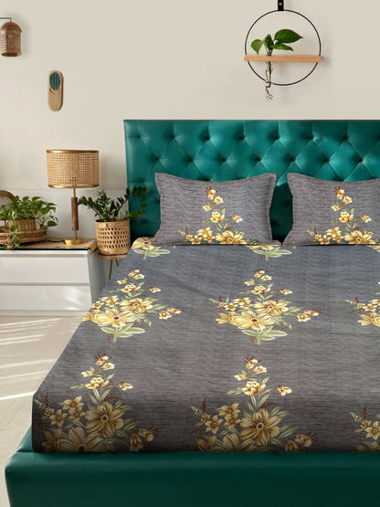 GAURA Elegant Floral Micro Polyester Double Bedsheet Set PANCHAJANYA FASHIONS