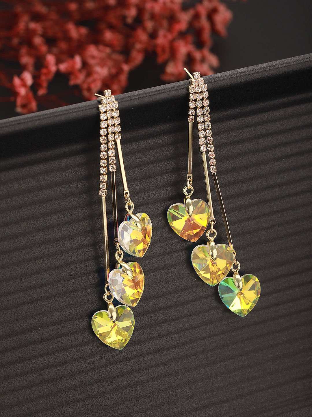 Jazz And Sizzle¬†Gold-Plated Silver Toned & Cz Stone-Studded Drop Earrings
