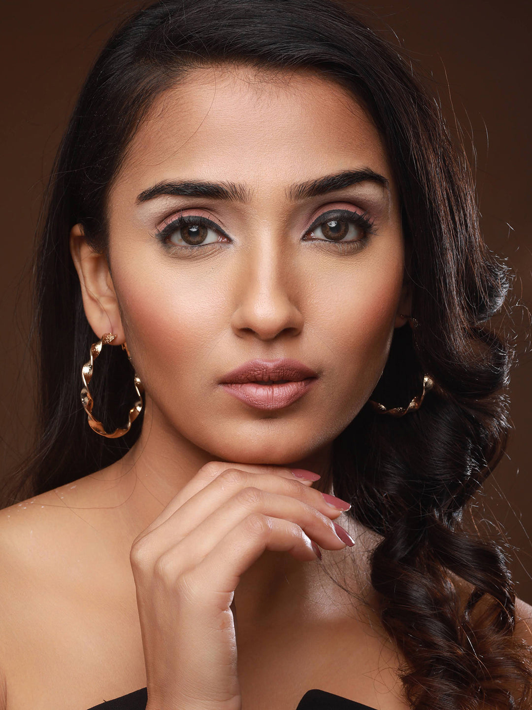Gold-Plated Circular Half Hoop Earrings