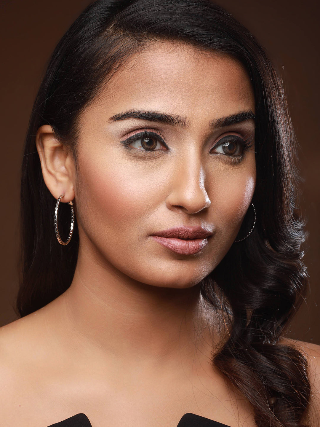 Silver-Plated Textured Circular Hoop Earrings