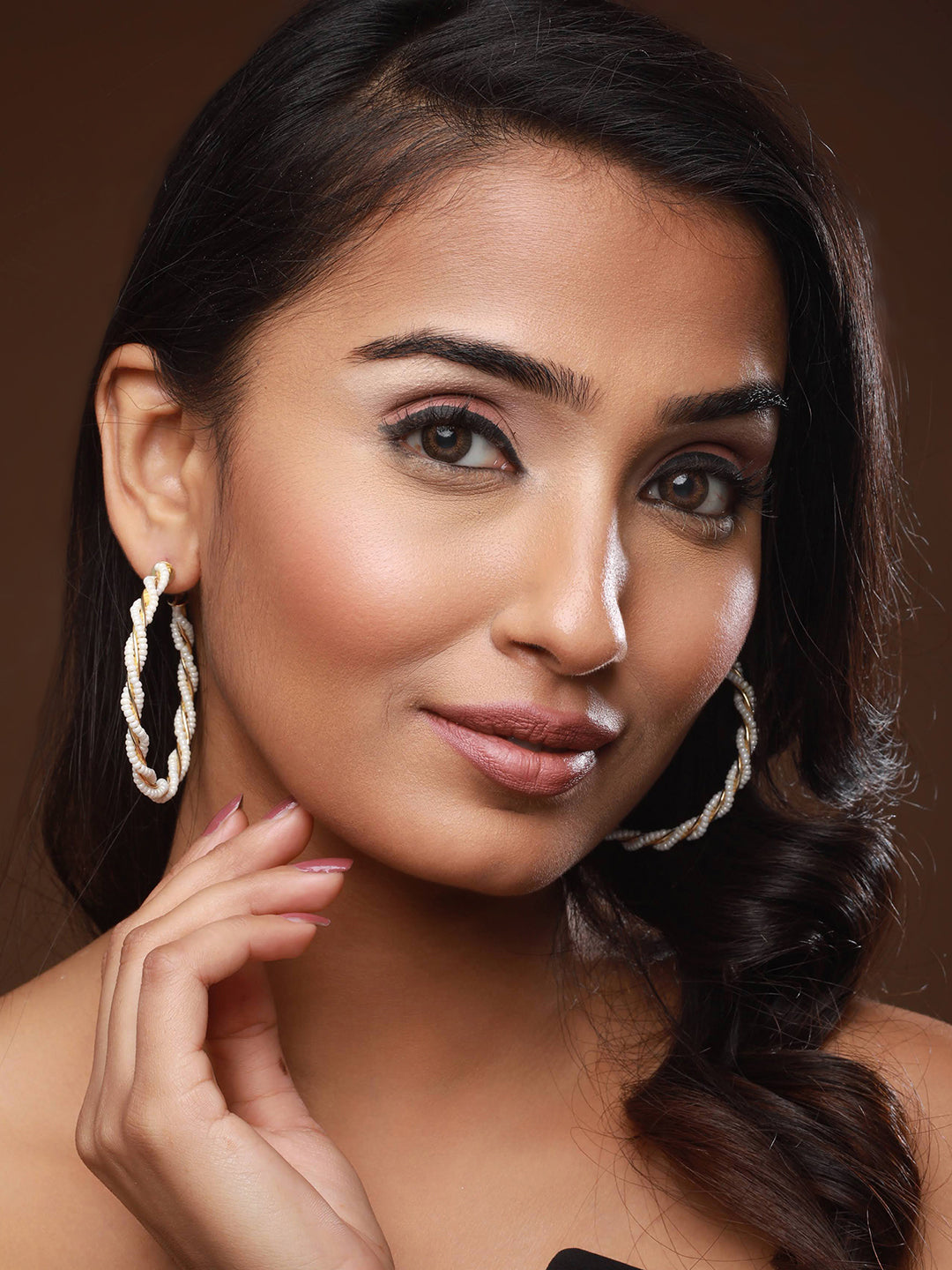Set Of 2 Gold Plated Circular Hoop Earrings