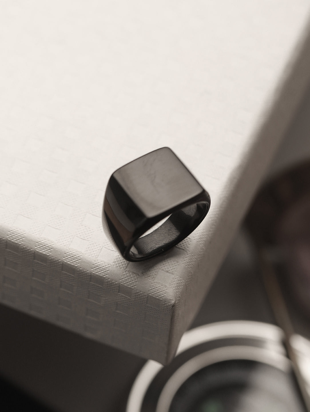 Men Black Bold Stainless Steel Band Finger Ring