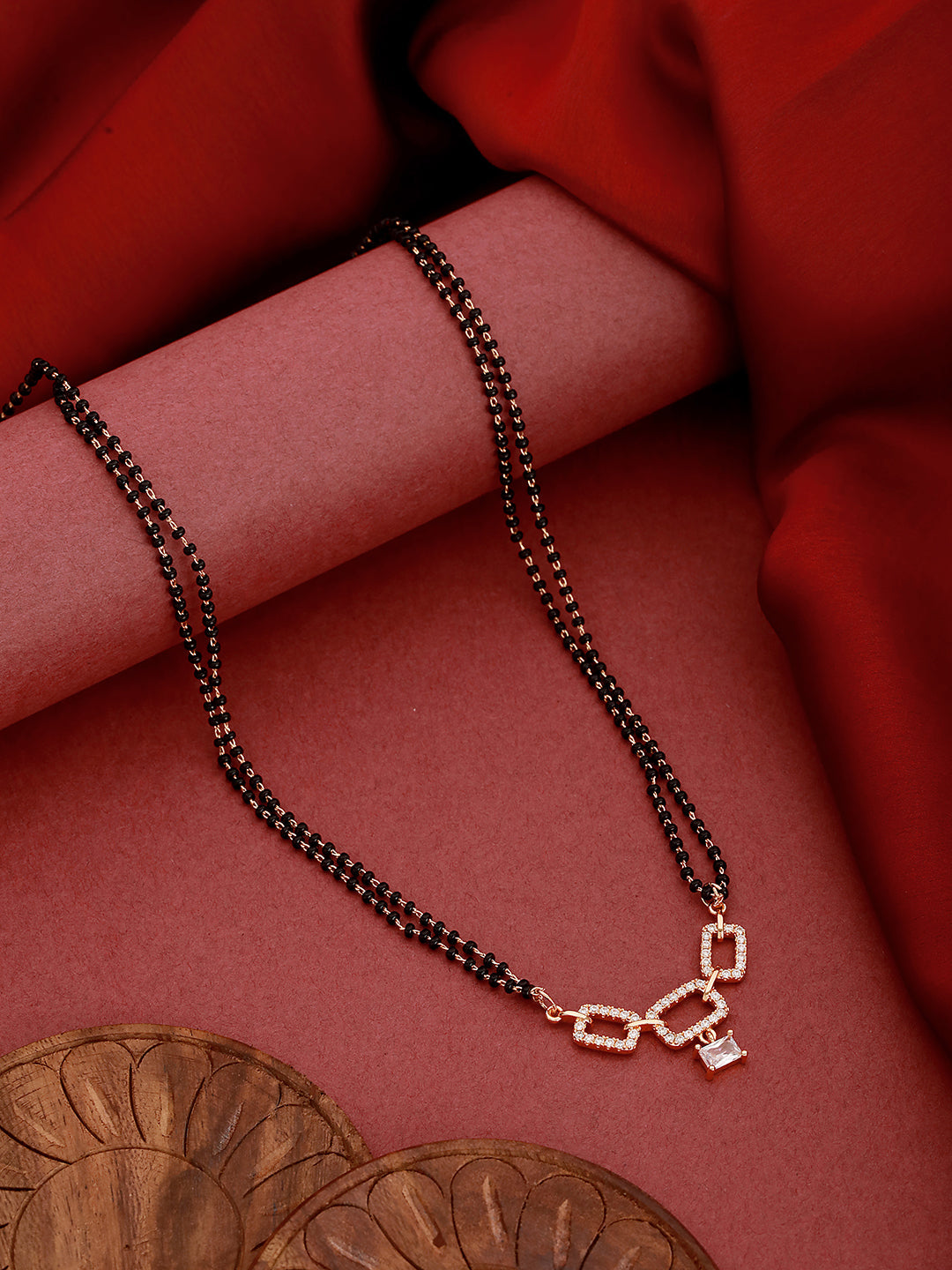 Rose Gold Plated Cubic Zirconia Studded Mangalsutra