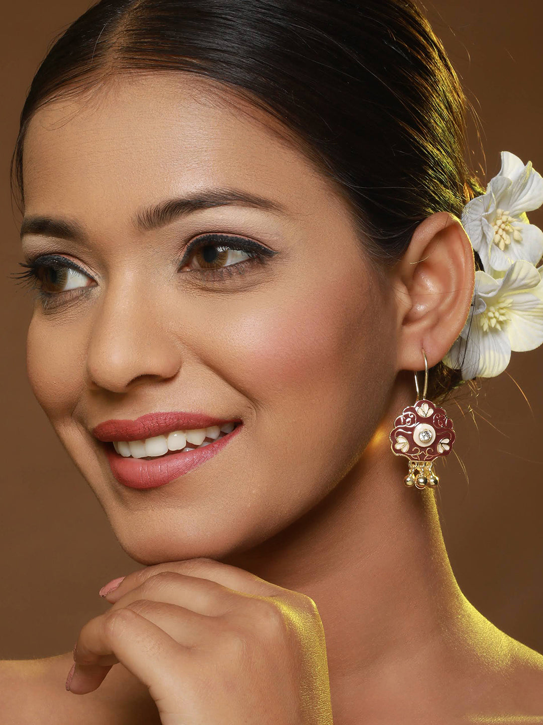 Set Of 2 Maroon & Blue Meenakari Gold-Plated Drop Earrings