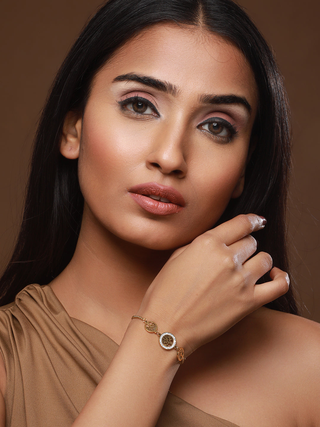 Women Cubic Zirconia Gold-Plated Cuff Bracelet