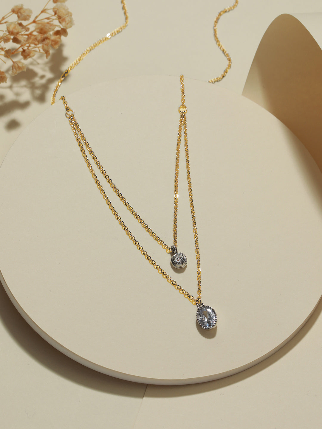 Gold-Plated Cubic Zirconia Studded Layered Chain