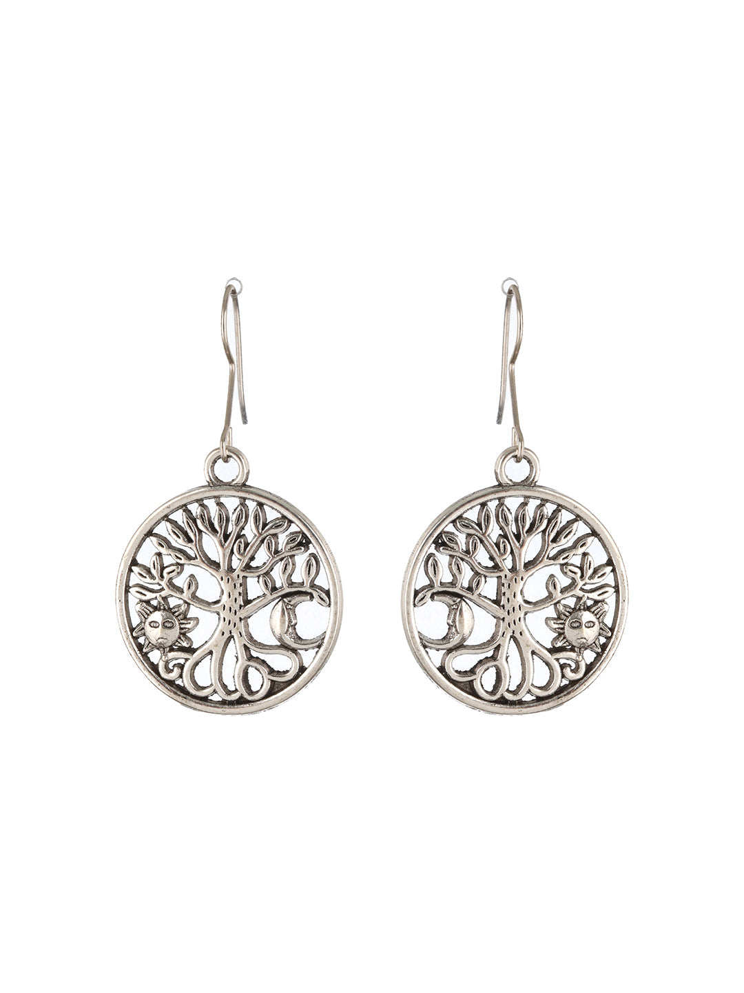 Set Of 2 Silver Plated Contemporary Drop Earrings