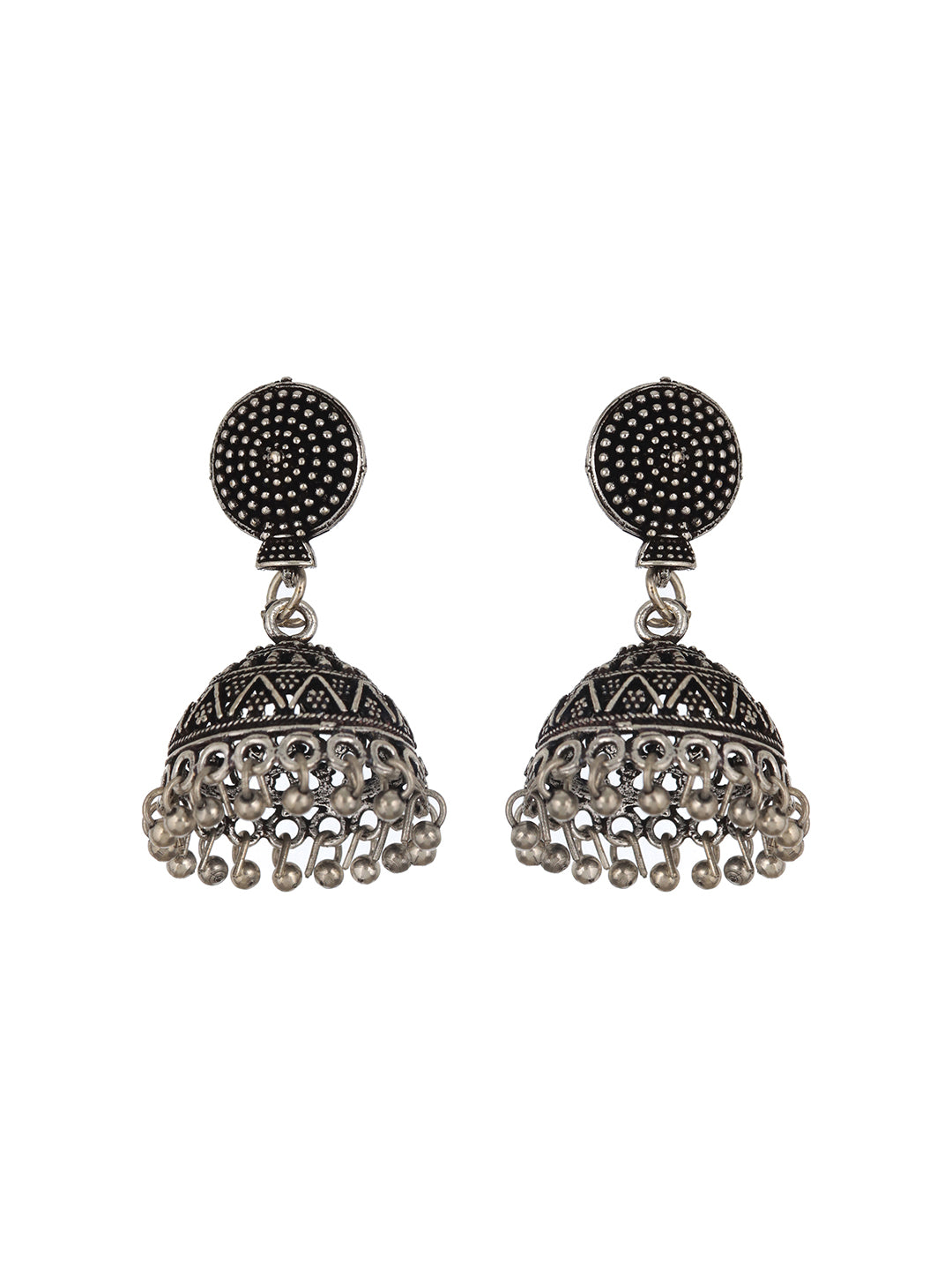 Silver-Plated Circular Shaped Oxidized Jewellery Set
