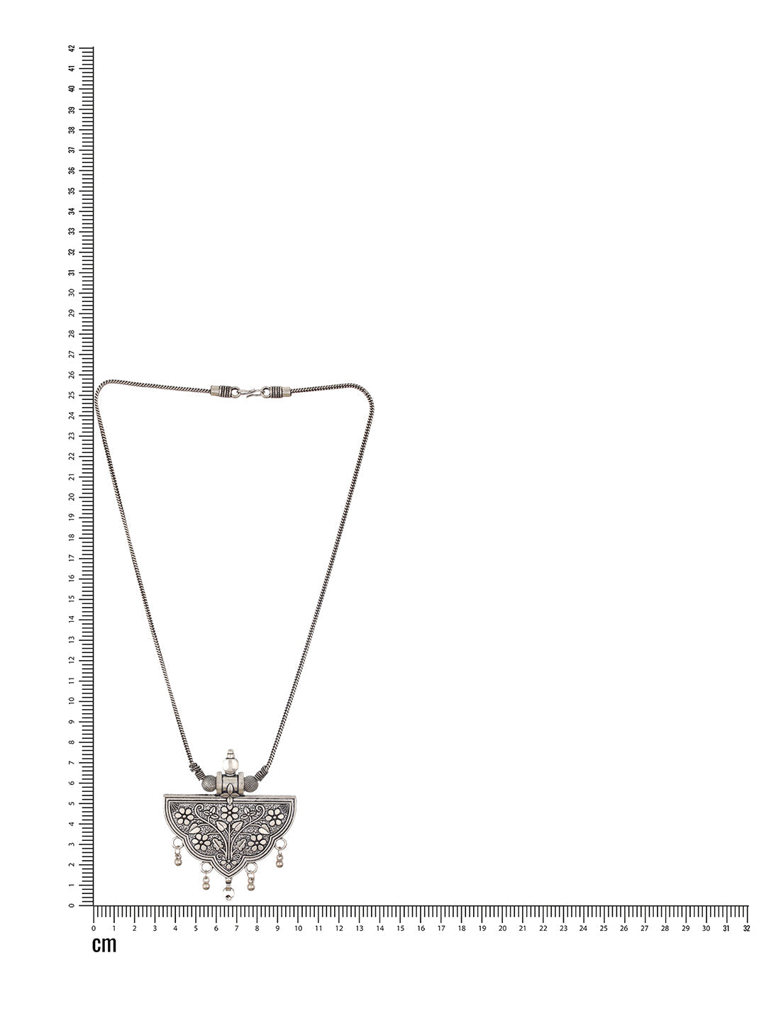 Silver Plated Textured Oxidised Necklace