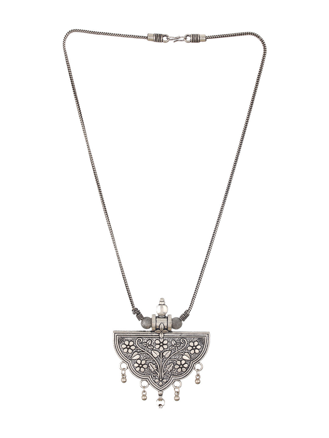 Silver Plated Textured Oxidised Necklace