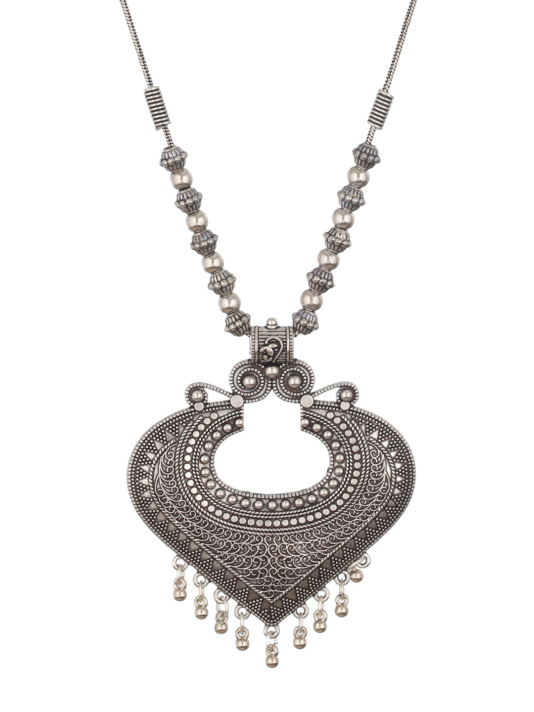 Silver-Plated Alloy Oxidised Textured Necklace