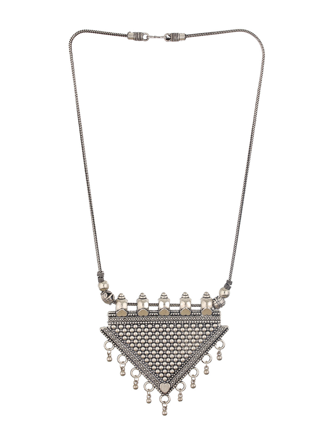 Silver Plated Triangle Shaped Oxidised Necklace