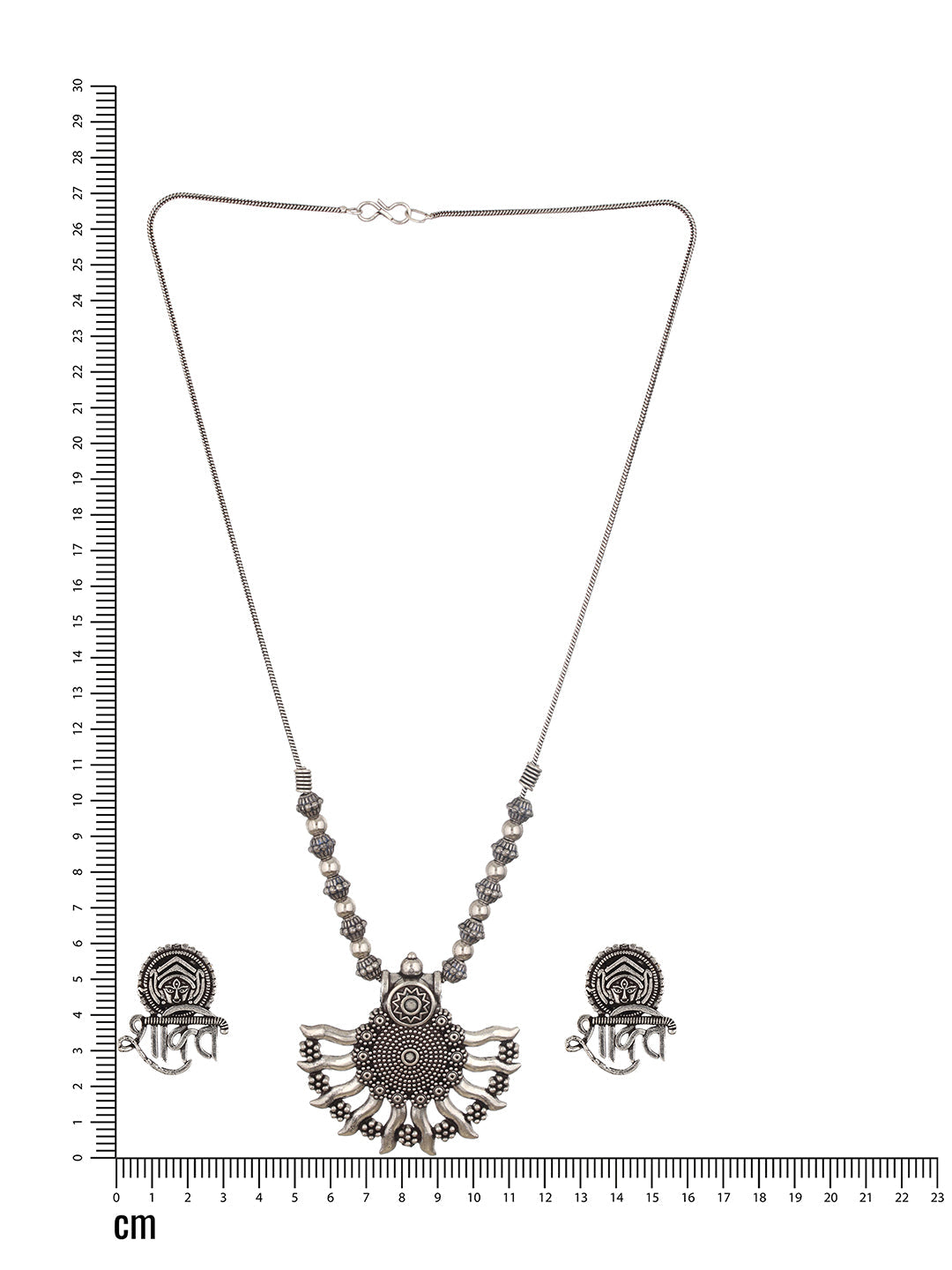 Silver-Plated Shakti Oxidized Pendant & Earring Set